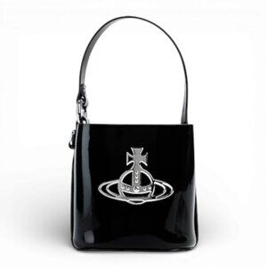 Vivienne Westwood Daisy Bucket Bag Black Patent Orb Logo Mini Top Handle NIB